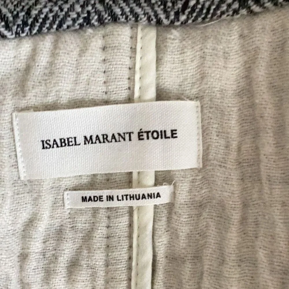 Isabel Marant Etoile Women’s 36 Gray Herringbone Blazer Jacket Wool Blend - Picture 10 of 11